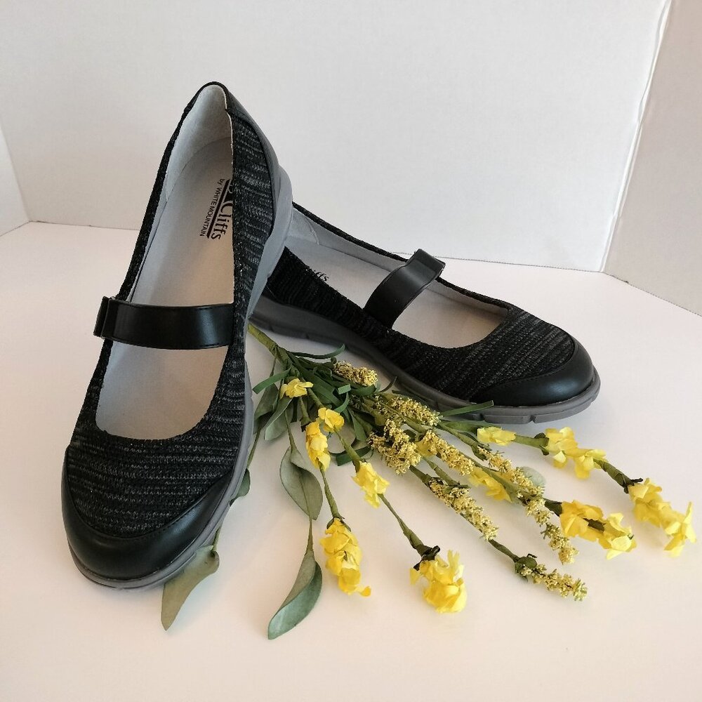 Cliffs White Mountain Fenella Mary Jane Comfort Flats 9.5M Black Fabric